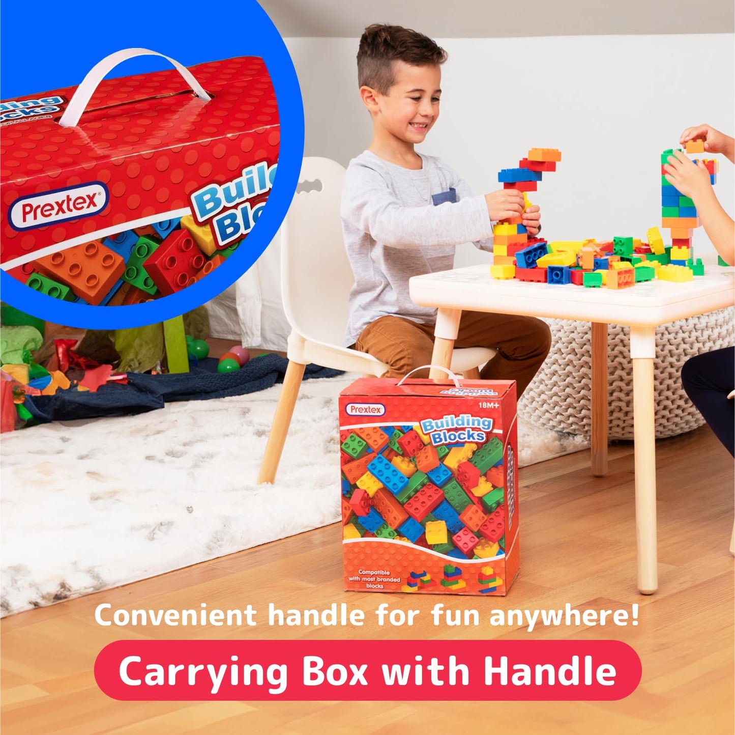 PREXTEX 100-Piece Multicolor Building Blocks Set for Toddlers - Jumbo Plastic Toy Blocks to Encourage Creativity and Motor Skills