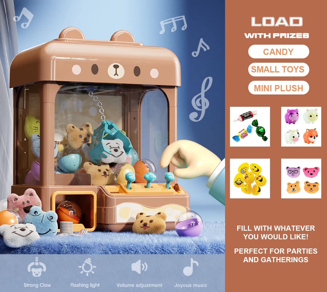 Cxjoigxi Large Claw Machine For Kids Adults With Prizes, Adjustable Sound & Light, 2 Power Modes, Mini Candy Crane Vending Machi