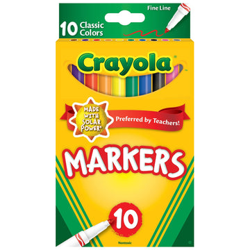 Crayola Fine Line Markers, 10 Count, Assorted Classic Colors - Model 58-7726