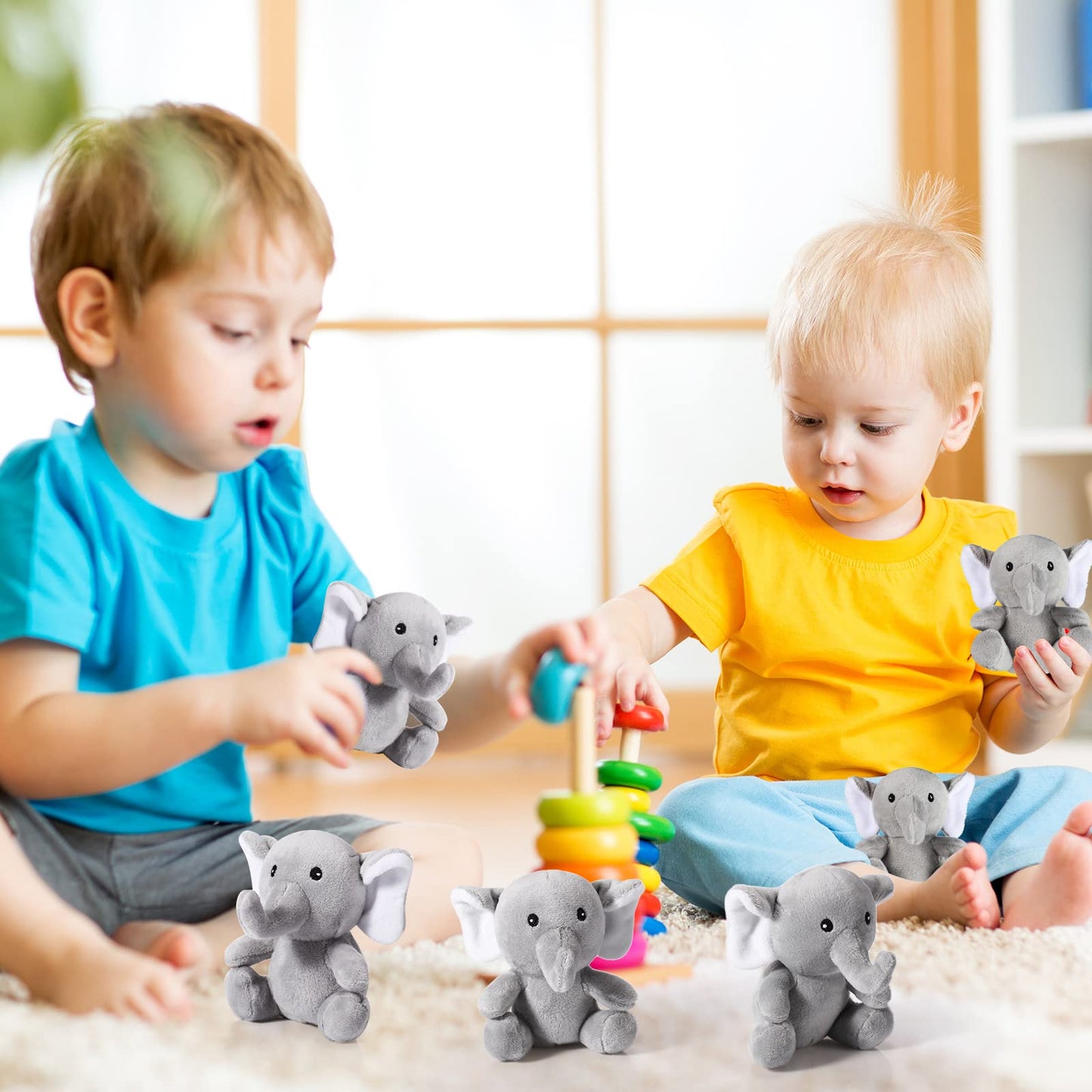 Jenaai 12 Pcs Mini Elephant Stuffed Animals 4 Inches Small Cute Soft Forest Plush Elephant Toys For Boys Girls Baby Shower Decor