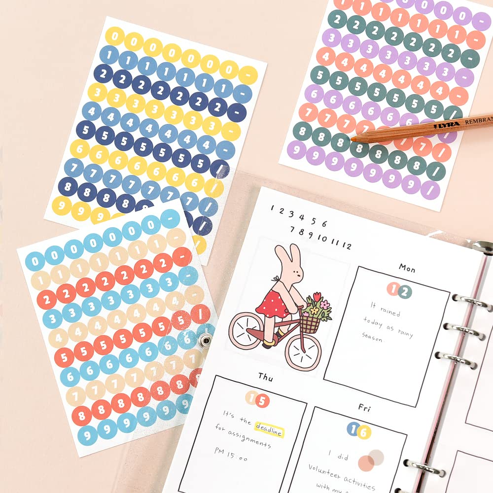 Monolike Retro Candy Number Stickers Set - 6 Design Stickers, 18 Sheets In Total