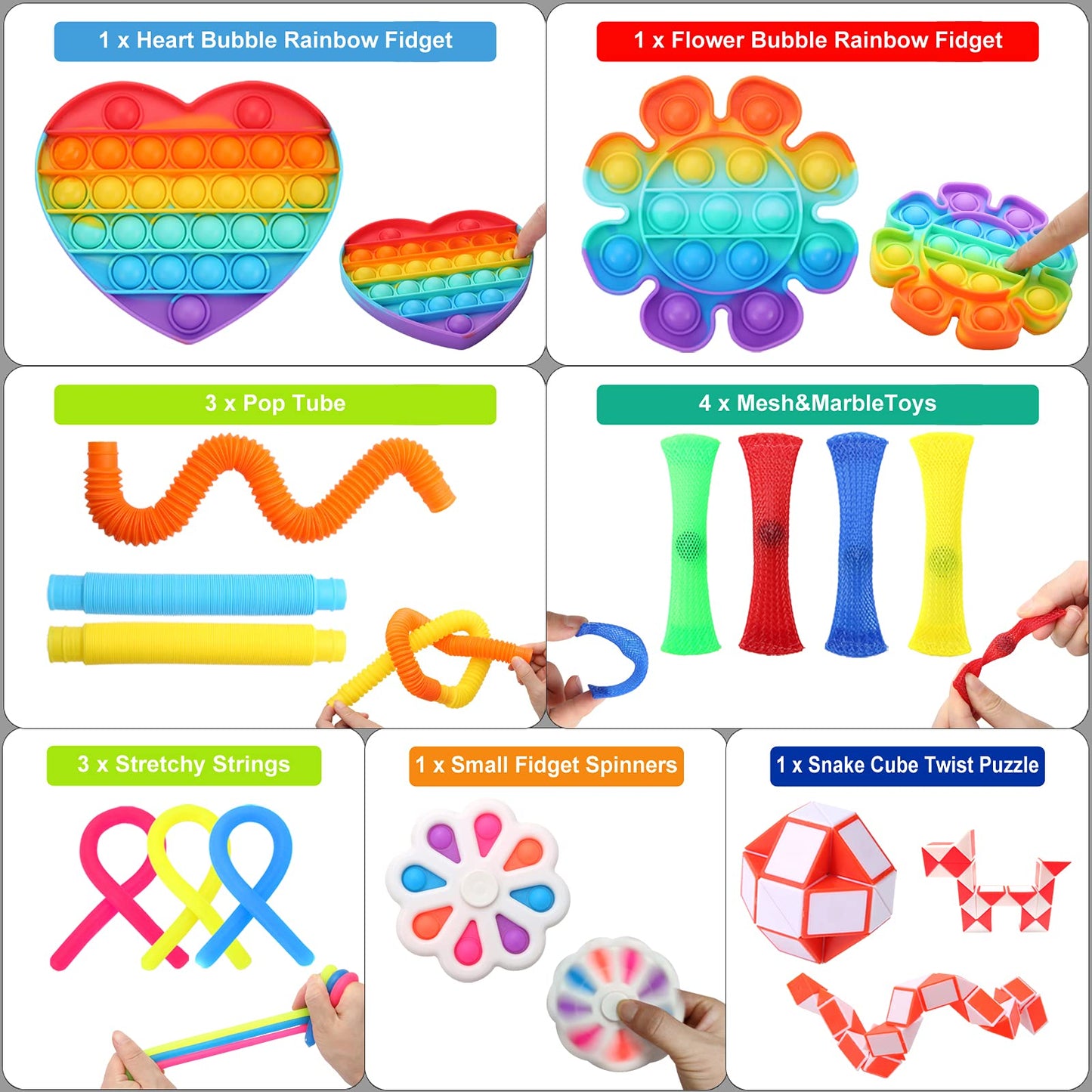 Spolux Fidget Simple Fidget Pack - 35pcs Sensory Toys Set for Stress Relief, Kids & Adults, Great for Parties & Classrooms