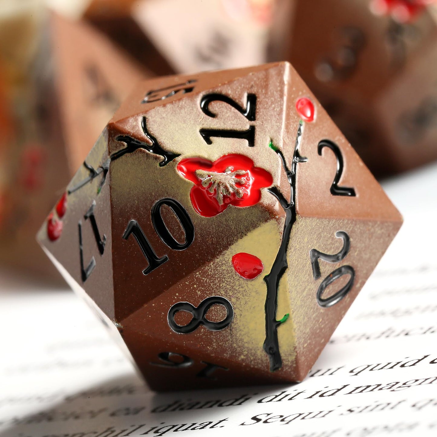 Metal Dice Set DND, DNDND 7 PCS Metallic Flowers D&D Dice with Gorgeous Gift Case for D&D Dungeons and Dragon Tabletop Game (Bro