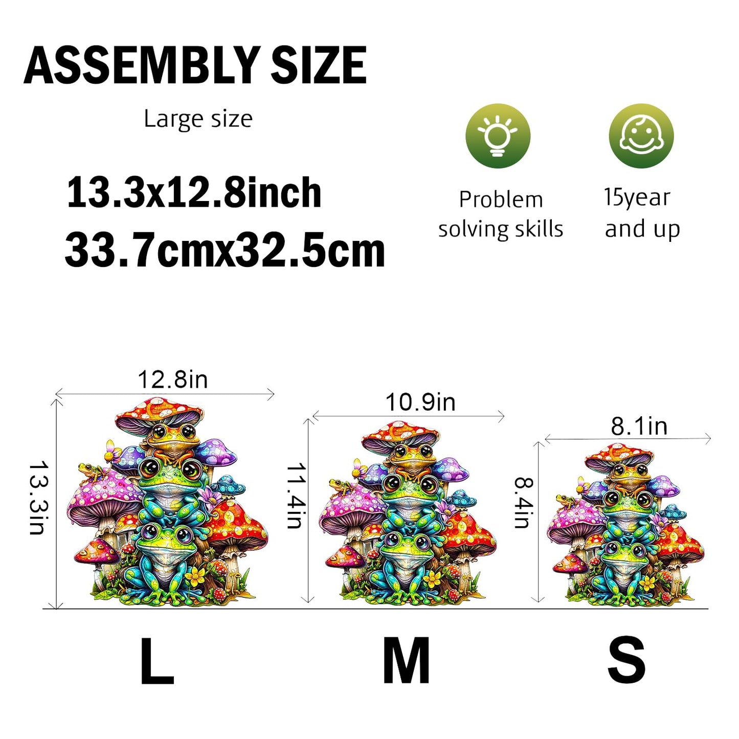 Jigfoxy Wooden Puzzle For Adults, Frog Family Wooden Jigsaw Puzzles For Adults, Unique Animal Shape Wood Cut Puzzles For Family Friend Puzzle Lovers(L-13.3 * 12.8In-260Pcs)