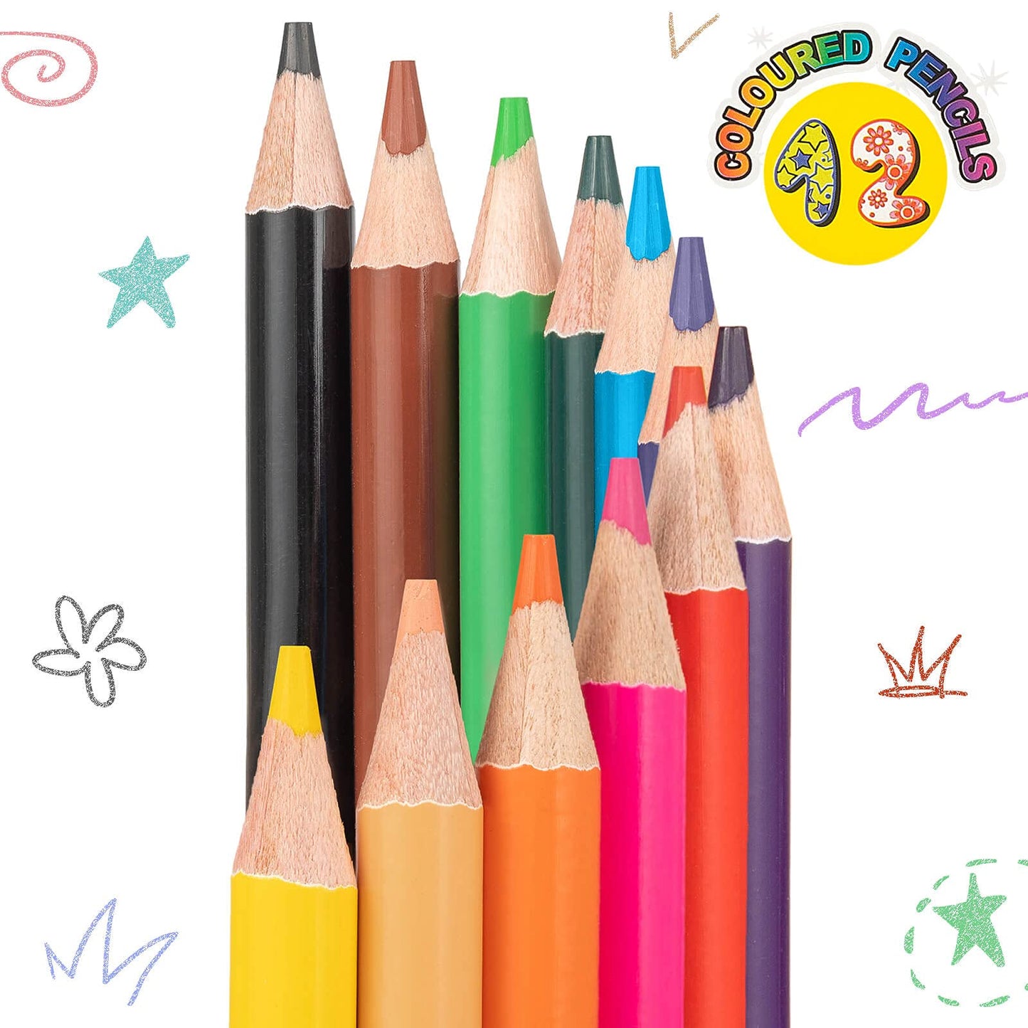 Fanvean Colored Pencils For Kids Classroom Set, 12 Count Pre-Sharpened Coloring Pencil Bulk Gift
