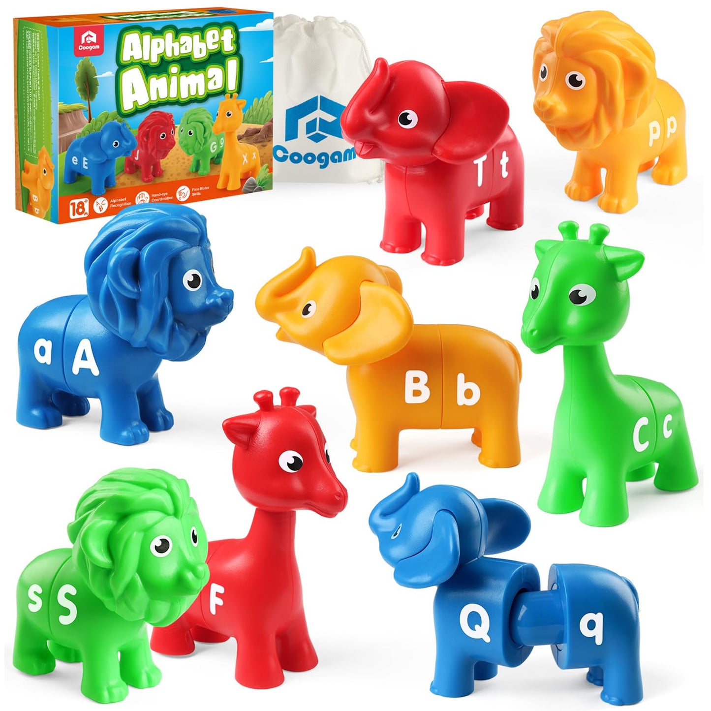Coogam Abc Letters Matching Game, 26Pcs Alphabet Fine Motor Skill Color Shape Recoginition Preschool Educational Montessori Learning Toys For 2 3 4 Years Old Toddlers