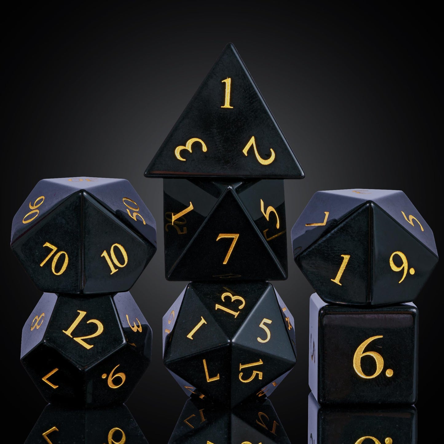 UDIXI Stone DND Dice Set, 7PCS Gemstone Dice Natural Stone Dice Set with Gift Case for Dungeons and Dragons Role Playing Game an