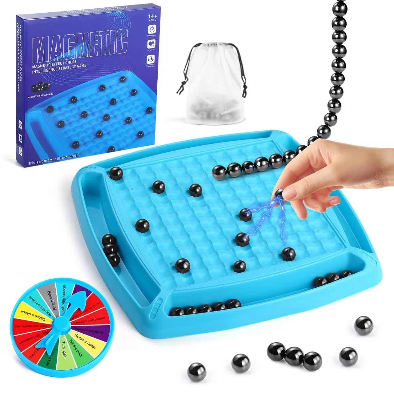 2024 New Magnetic Chess Game Set, Magnetic Stones Chess Game Using String With Chessboard And Punishment Wheel, Strategy Game Wi