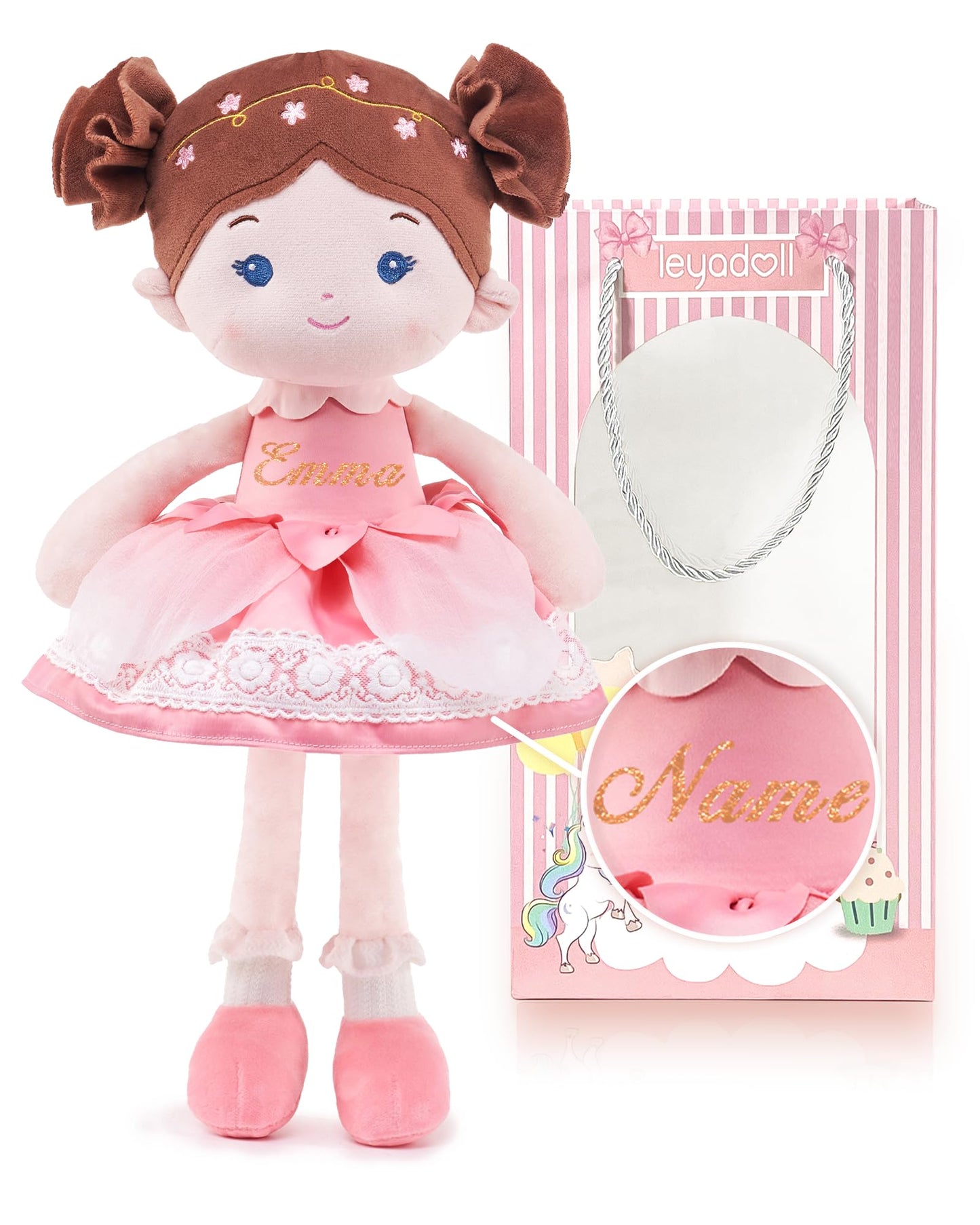 LeyaDoll Personalized Soft Baby Doll Toys for Girls (16''), My First Christmas Dolls, Leya Doll Baby Rag Doll Plush Toys for Tod