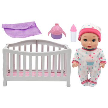 New Adventures Magic Nursery: Doll In Crib - 8 Baby Doll Playset, Children'S Pretend Play, Ages 2+