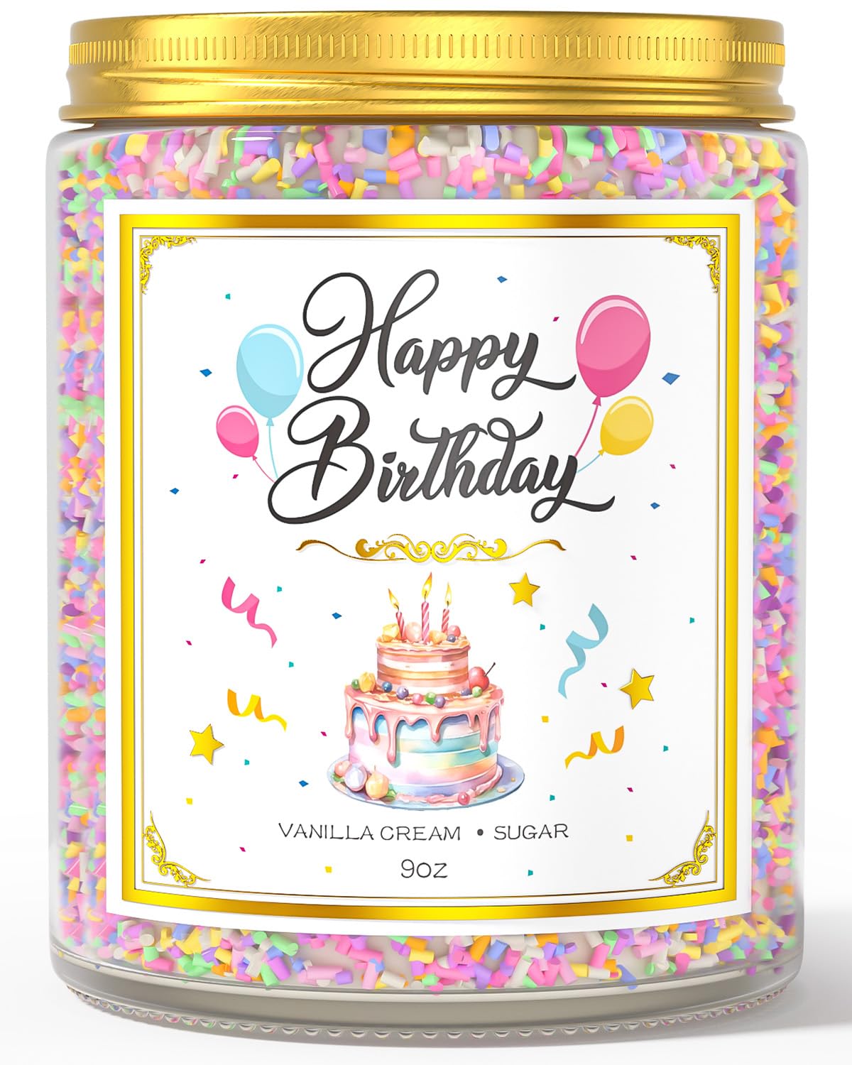 VEGISHINE Birthday Candles Gifts for Women, Birthday Gifts for Women Men, 9 oz Happy Birthday Candle with Vanilla Birthday Cake