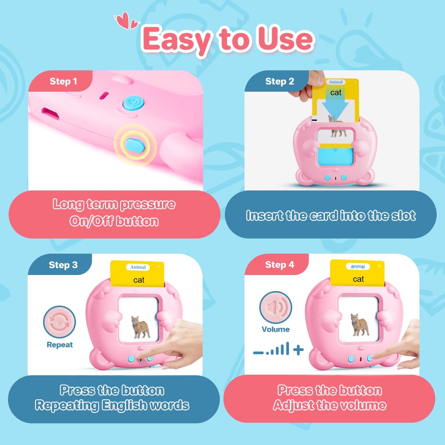 AHJ Talking Flash Cards for Toddlers 1-6, Montessori Learning Toys with 510 Sight Words, Educational Therapy Gifts for Preschool Kids