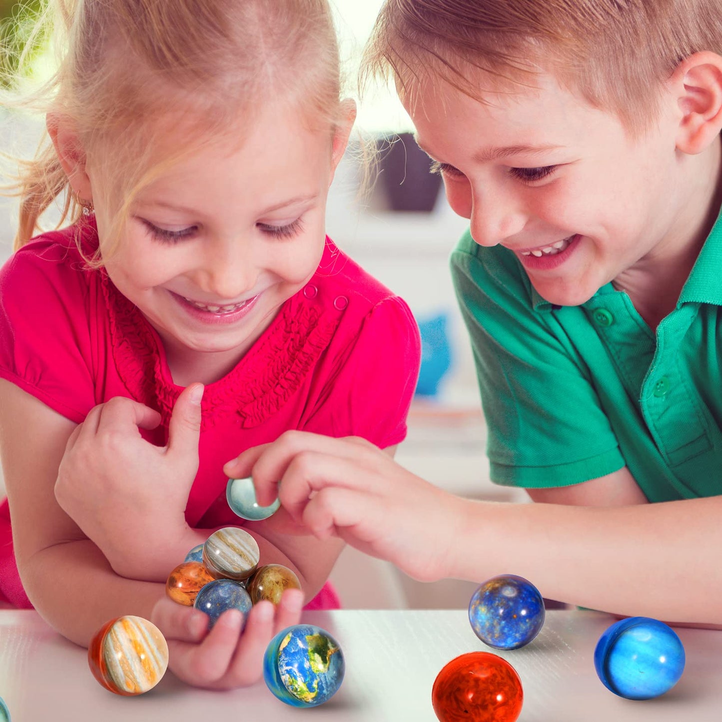 Pllieay 16PCS Solar System Toys for Kids - Eight Bouncy Planet Balls & Flashcards, Educational Space Party Favors, Model B-036B