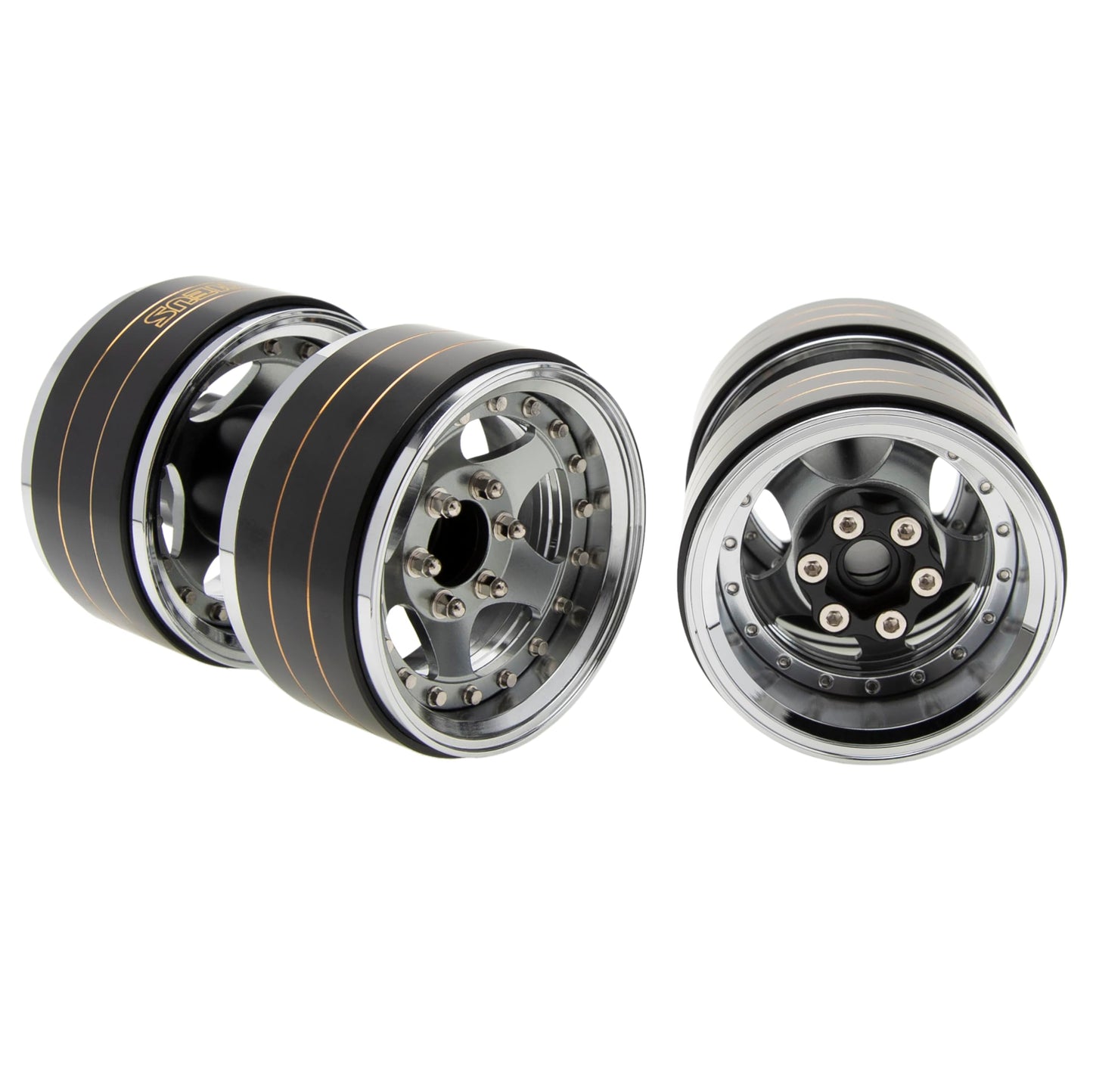 MEUS RACING 1.9'' Beadlock Wheels Rims, 120.5g Brass & Aluminum Deep-Dish Wheels for 1/10 RC Crawler SCX10 TRX4 VS4-10 Gen8 (C-T