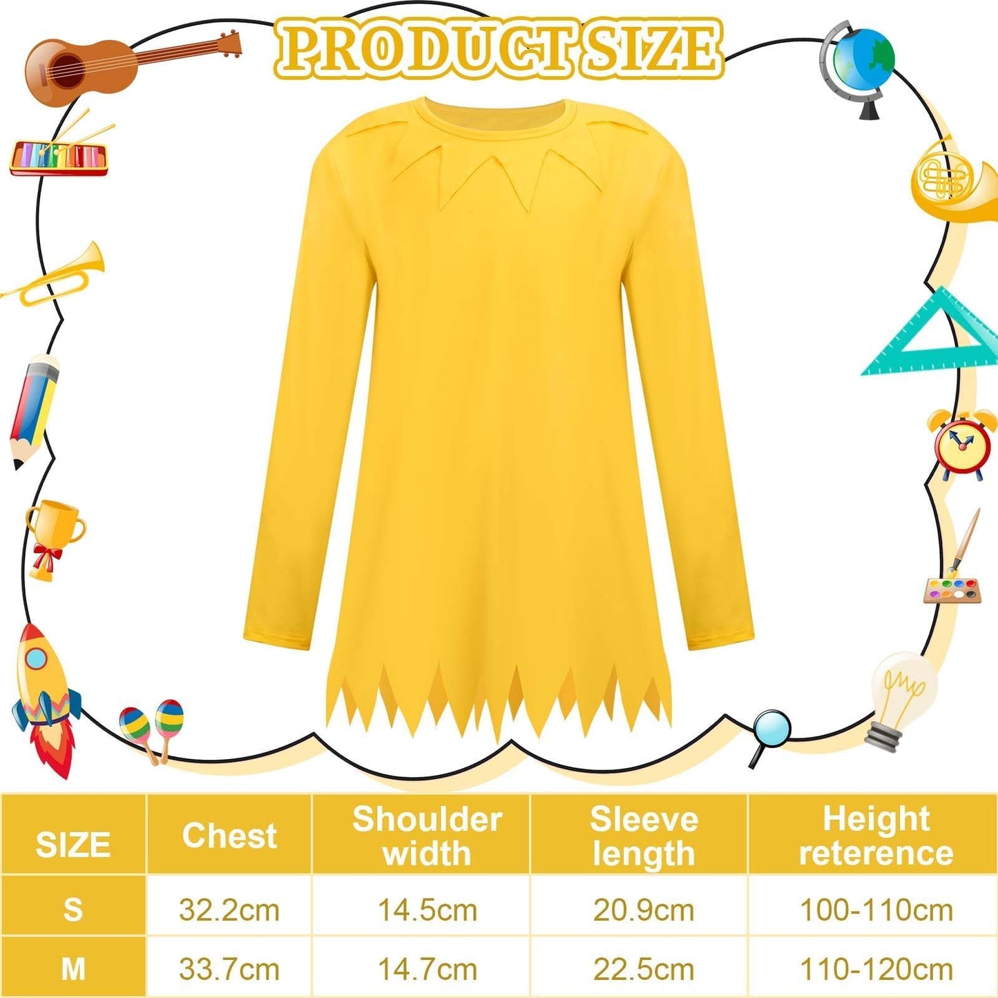Jchrmers 4Pcs Funny Storybook Character Costume Yellow Clothing Red Top Hat Yellow Gloves For Reading Across America Day (S)