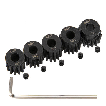 5Pack ShareGoo Steel 48P 3.175mm Pinion Gear Sets 13T 14T 15T 16T 17T fit 3.175mm (1/8-Inch) Shaft Compatible with Arrma HPI Kyo