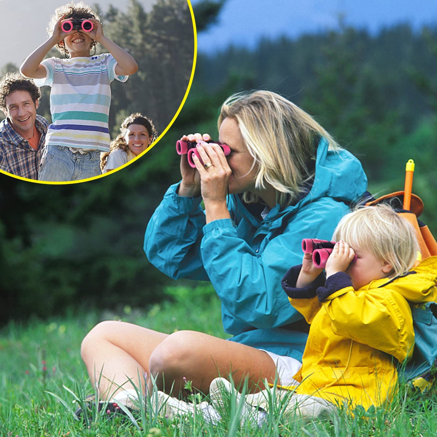 Essenson Binoculars For Kids Toys Gifts For Age 3-12 Years Old Boys Girls Kids Telescope Outdoor Toys For Sports And Outside Play Hiking, Bird Watching, Travel, Camping, Birthday Presents (Pink)