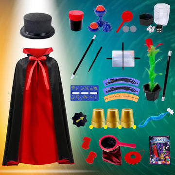 Patifeed Kids Magic Kit, Magician Costume For Pretend Play, Magic Set With Instructions For Each Trick For Kids Ages 6 7 8 9 10