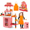GEIYATOI Kitchen Playset, 3 in 1 Kitchen Pretend Play Toys Travel Suitcase, 49 PCS Realistic Cooking Accessories, Sounds, Lightn