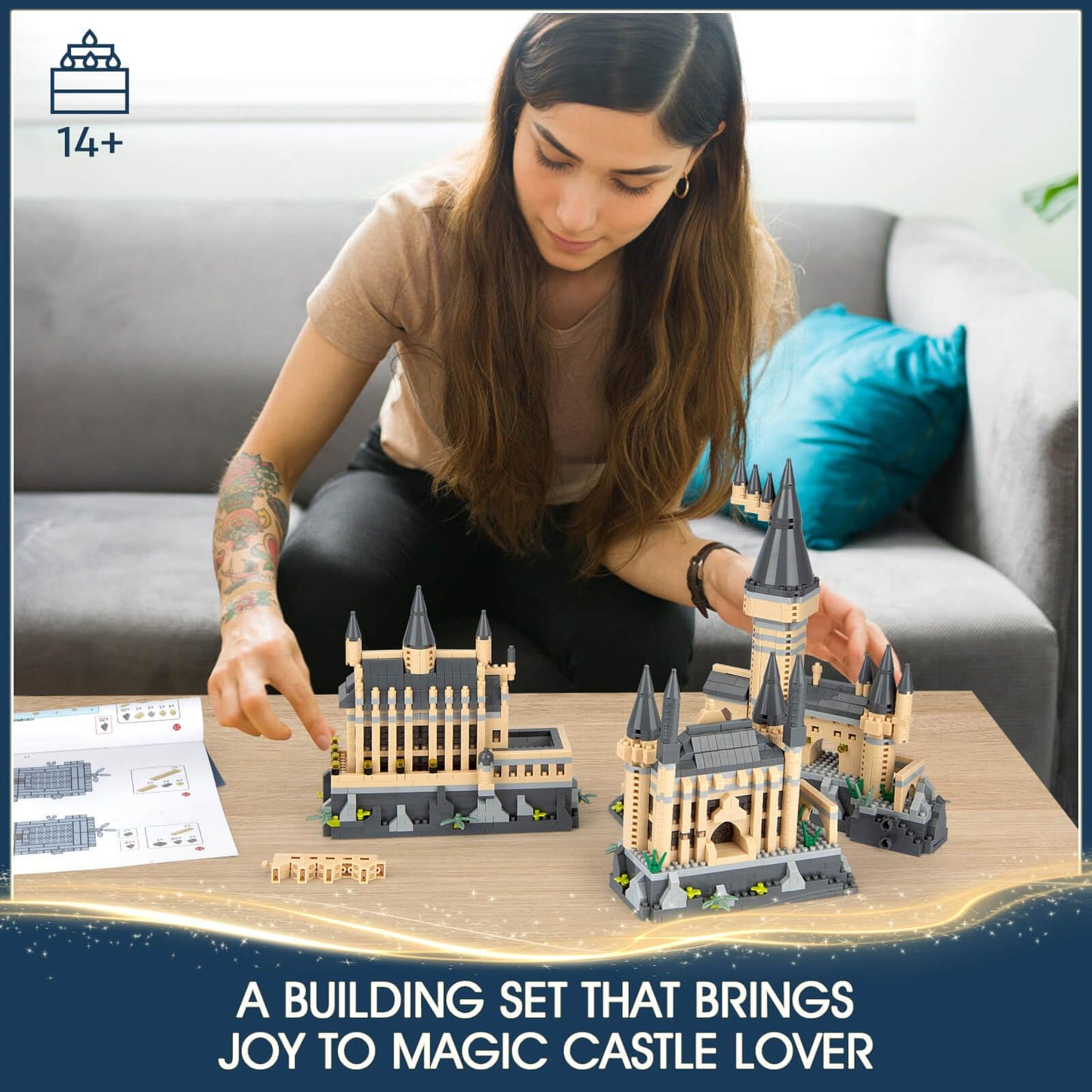 Vziimo Magic Castie Buiiding Set, Creative Architecture Micro Buiiding Biocks Kit, Collectibie Model Toys Gifts For Adults Kids 14+ (2680 Pieces)