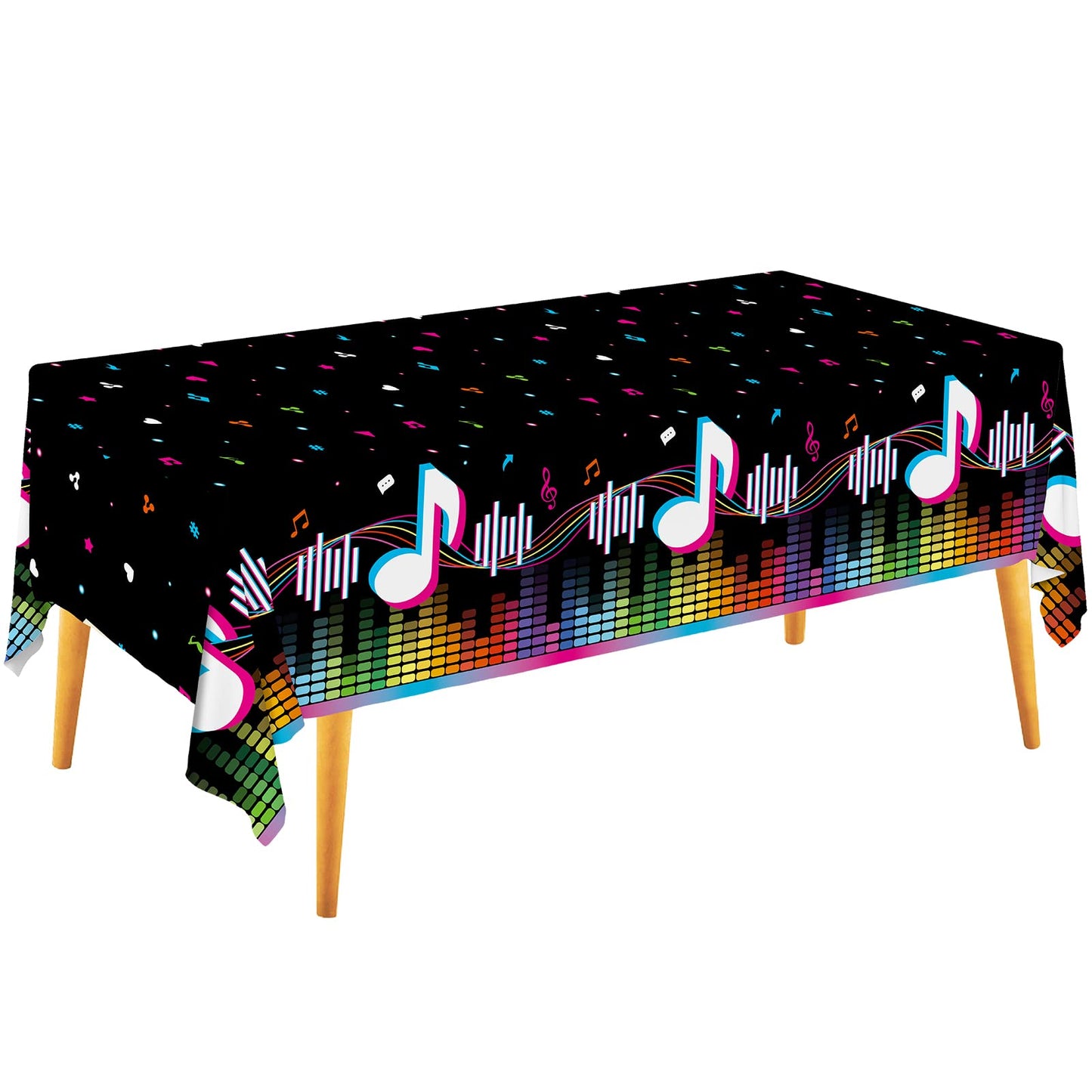 Gatherfun Music Party Disposable Tablecloth, Plastic Table Cover For Music Themed Party, Kids Birthday Party, 3 Pcs, 54 X108