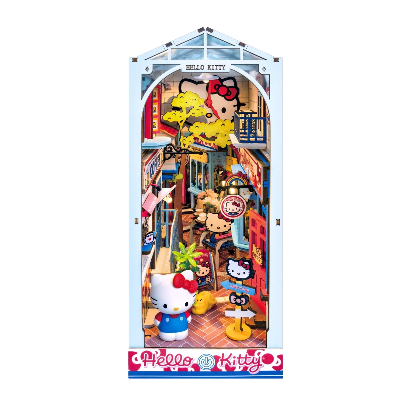 Hands Craft DIY Miniature Kit Book Nook - Hello Kitty Town Square | Whimsical Miniature Scene | Intricate Design, Adorable Charm