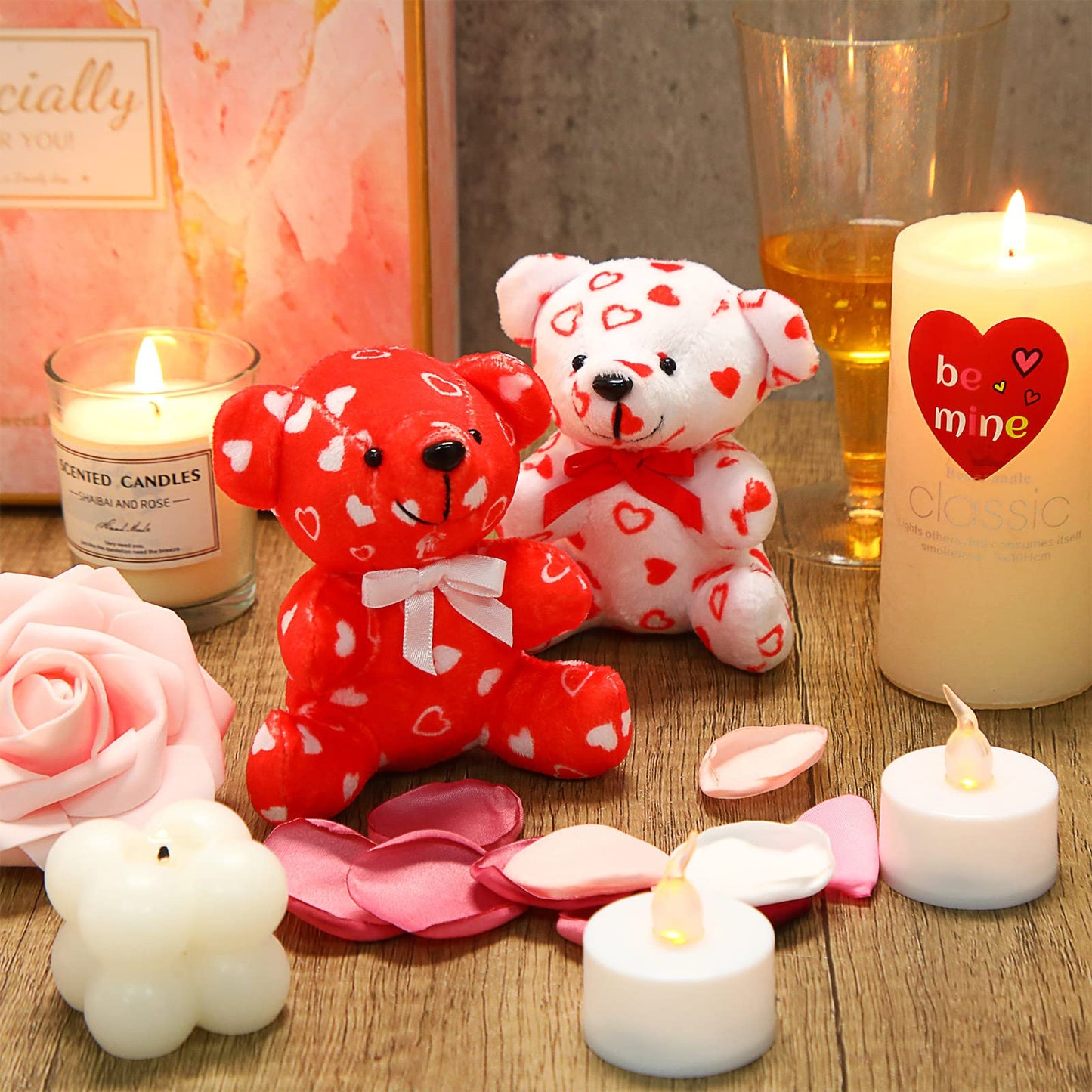 12 Pieces Valentines Day Plush Mini Stuffed Bears With Heart Pattern Love Bears For Valentine'S Day Gifts Or Bouquet Decoration