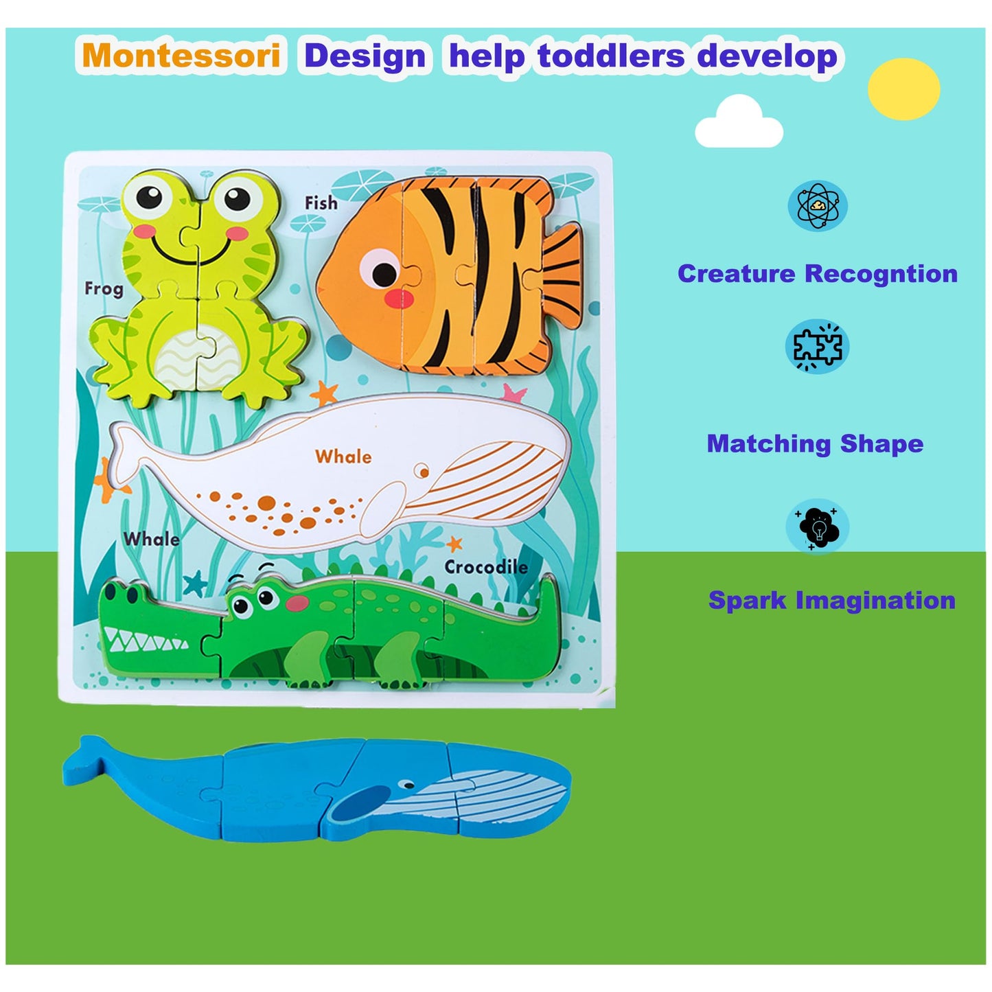 Wooden Toddler Puzzles Ages 1-3,Montessori Jigsaw Puzzle For Toddlers 1-3,Learning Toys For Kids 2-4 Years Old, Educational Gifts For Boys Girls 2-3