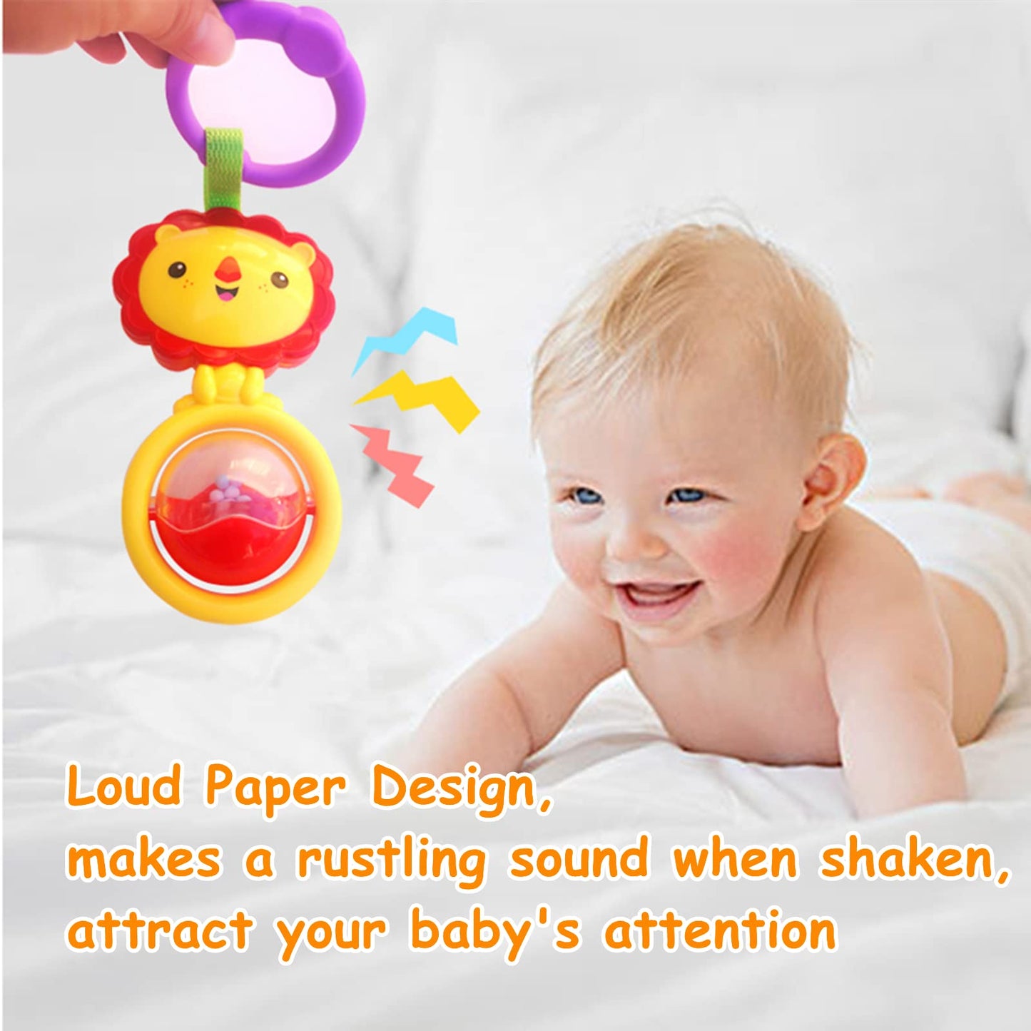 Yunlovxee Baby Toys, Cartoon Animal Hanging Rattle Toys, Handbells Baby Rattles, Baby Bed Crib Car Seat Travel Stroller Toys For