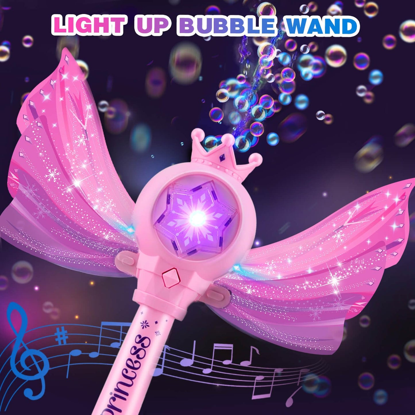 Aooess Bubble Wands For Kids Toys For 3 4 5 6 Years Old Girls: Light Up Bubble Wand Outdoor Toys For Girls Ages 4-8 Bubble Party