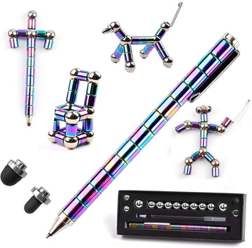 Vywmna Fidget Pen For Adults Kids,Toy Decompression Magnetic Metal Pen, Desk Toys Multifunctional Deformable Magnet Writing Pen(