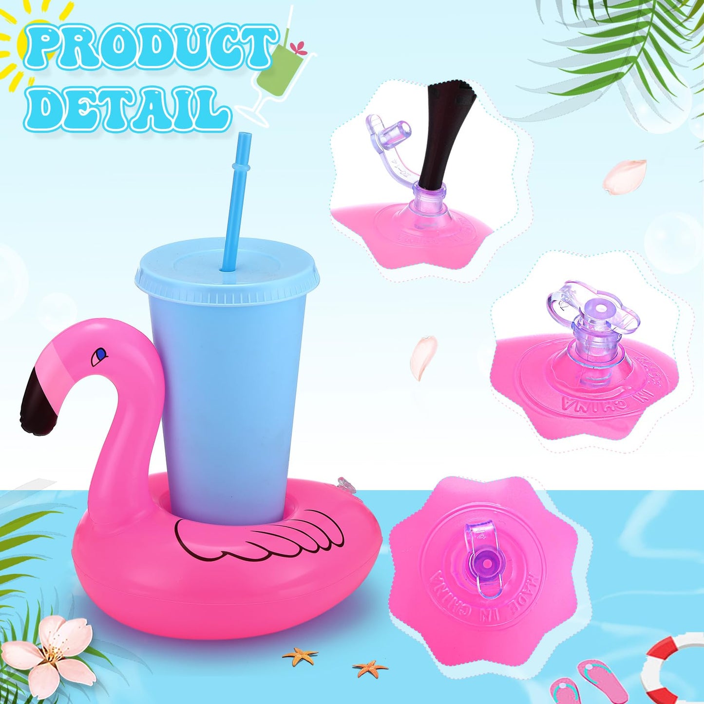 Lenwen 120 Pack Inflatable Drink Holder Pool Drink Floats Inflatable Floating Cup Holders For Adults Summer Swimming Pool Party
