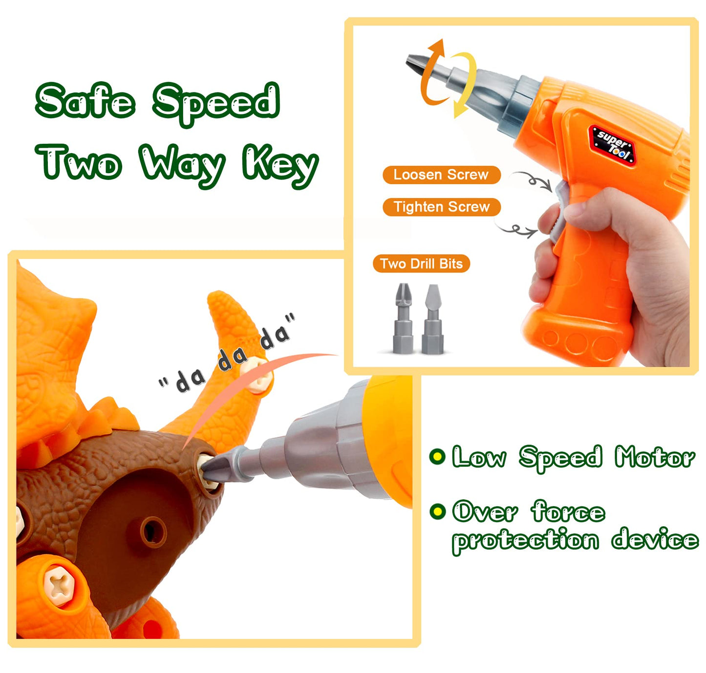 HAFUZIYN Dinosaur Toys for Kids, 4 Pack Take Apart Dinosaur Toys with Electric Drill for 3 4 5 6 7 8Year Old Boys and Girls, STE