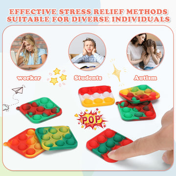 Randomization 64Pack Mini Pop Fidget Toys Pack With Cartoon Letter Party Favors, Silicone Squeeze Pop Bubble Fidget Bulk Sensory