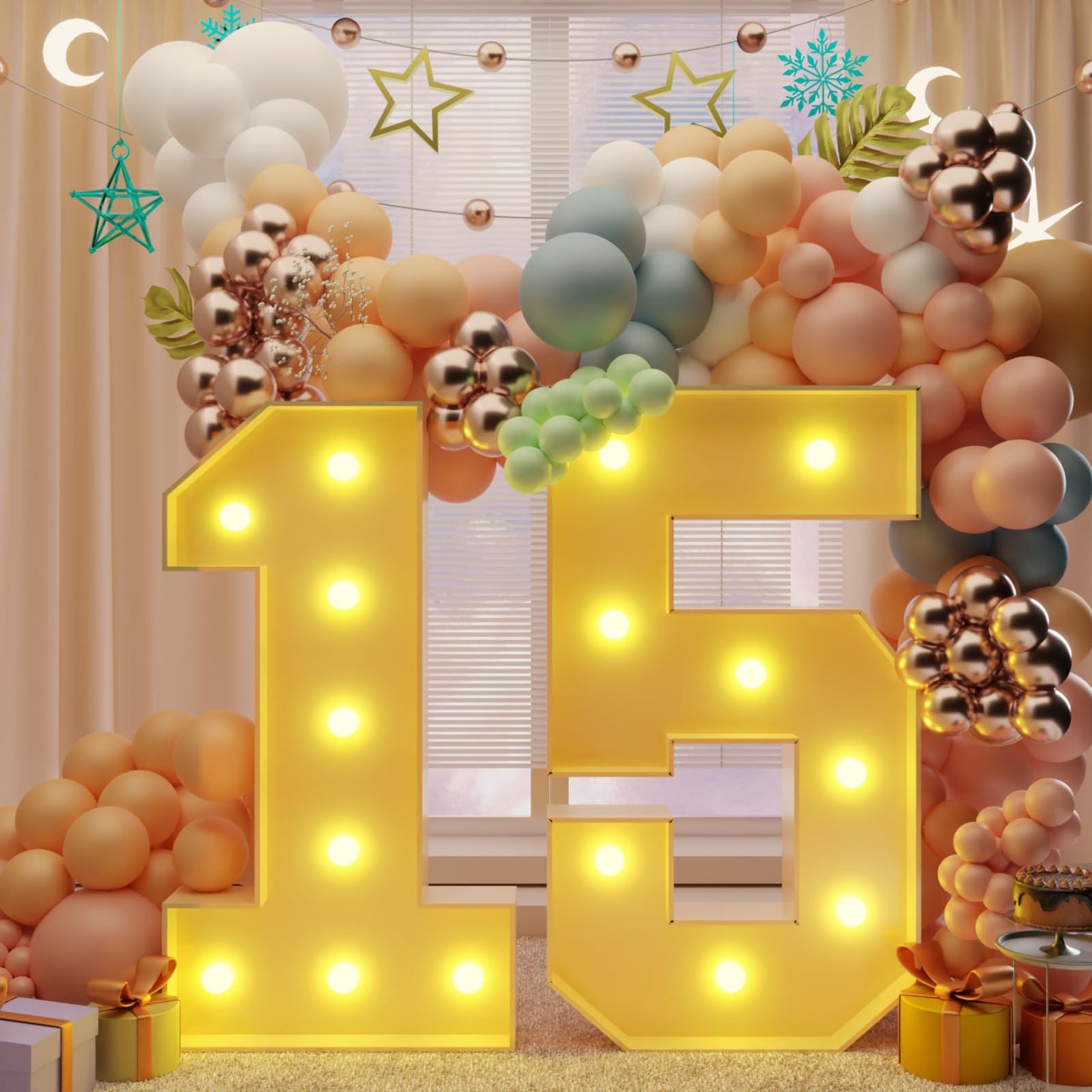 Imprsv 3Ft Light Up Numbers, Marquee Numbers 15Th Birthday Decorations For Girls Boys, Large Light Up Numbers 15Th Birthday Wome