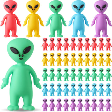 Croblissful 50 Pcs Halloween Mini Alien Figures Bulk Colorful Glow In The Dark Small Tiny Little Alien Figurines For Space Party