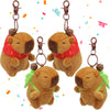 Wueuru 4 Pcs Capybara Plush Keychain Toy,Valentines Day Gift Capybara Stuffed Animals 4'' Cute Capybara Plush Toy Doll Key Chain