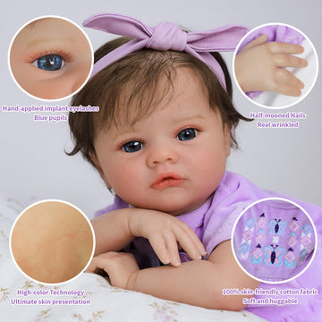 SCOM Realistic Reborn Baby Dolls with Baby Accessories - 20 inch Lifelike Baby Doll Girl Soft Vinyl Body & Handmade Silicone Limbs Toddler for Age 3+ Interactive Toy Birthday Gift