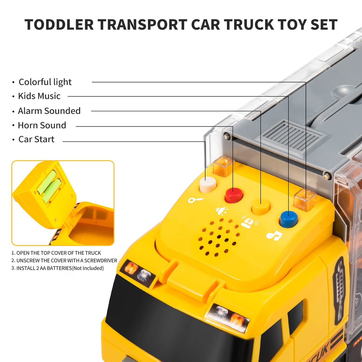 Toddler Toys for 3-9 Years Old Boys, Construction Toys Car Transport Vehicle W/Play Mat, Die-cast Alloy Engineering Vehicle Gift