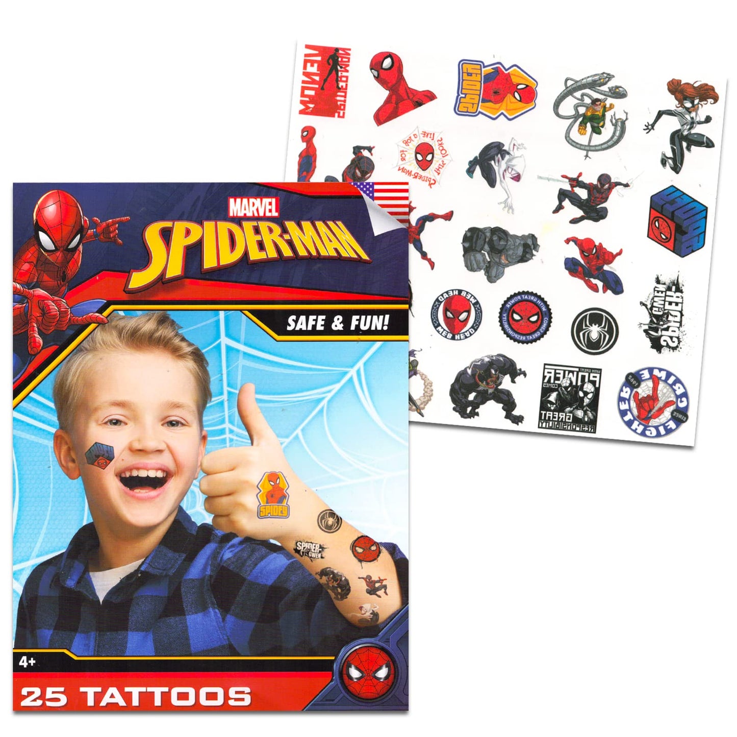 Marvel Spiderman Stickers and Tattoos Party Favor Bundle (295+ Spider-Man Stickers and 75 Temporary Tattoos)