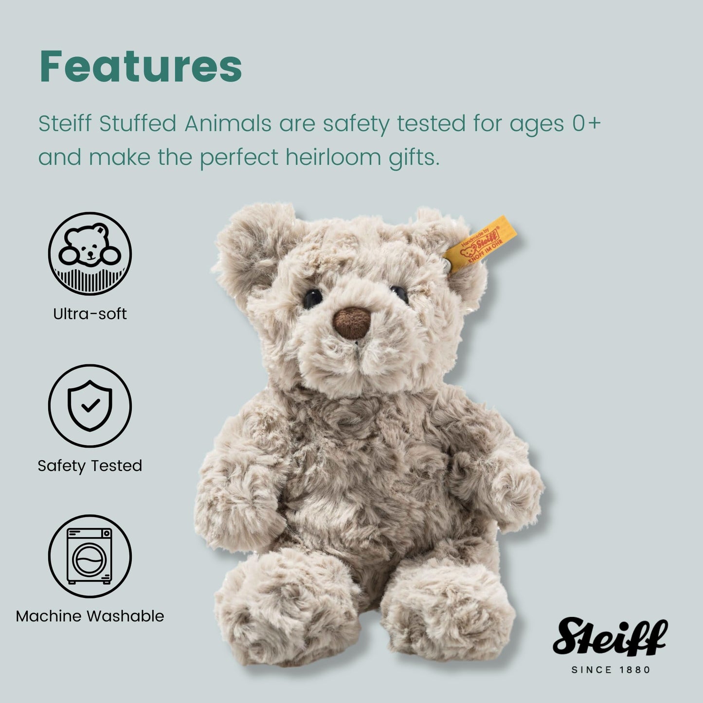 Steiff Honey Teddy Bear, Premium Teddy Bear Stuffed Animal, Teddy Bear Toys, Stuffed Teddy Bear, Teddy Bear Plush, Cute Plushies, Plushy Toy For Girls Boys And Kids, Soft Cuddly Friends (Tan, 8')