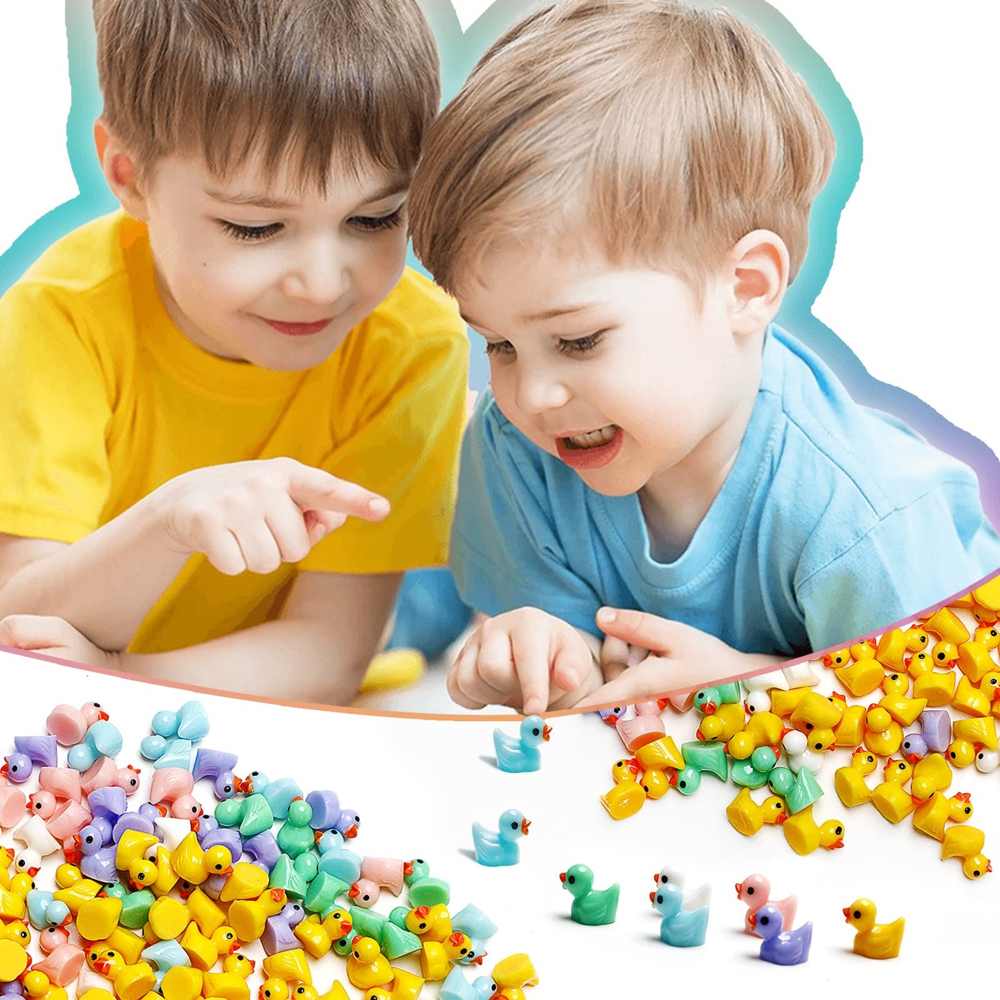 EOMTUR 200 Miniature Christmas Rubber Ducks - Small Yellow Resin Duckies in Assorted Colors for DIY Holiday Decorations