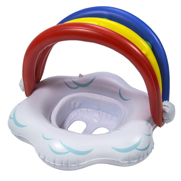 Swimschool Rainbow Babys First Pool Float - 6-18 Months - Novelty Baby Boat With Adjustable Seat - Rainbow