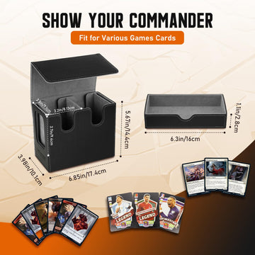 Timovo Mtg Deck Box, Mtg Commander Card Deck Box With Commander Display & Dice Tray Fits 400+ Unsleeved Cards, Leather Magnetic