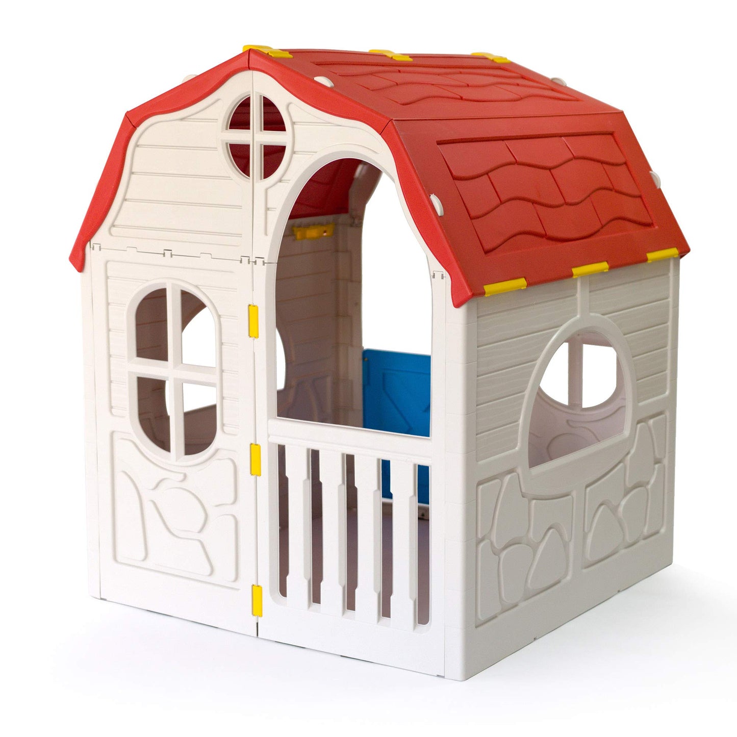 Ram Quality Products Classic Real Feel Cottage Compact Foldable Plastic Toddler Roomy Outdoor Playhouse For Children Ages 2 Year