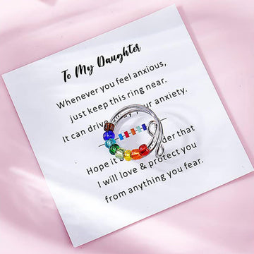 To My Daughter Ring Fidget Ring For Women Gifts For Christmas Daughter Gift From Mom Anxiety Worry Ring Adjustable Open Ring Mul