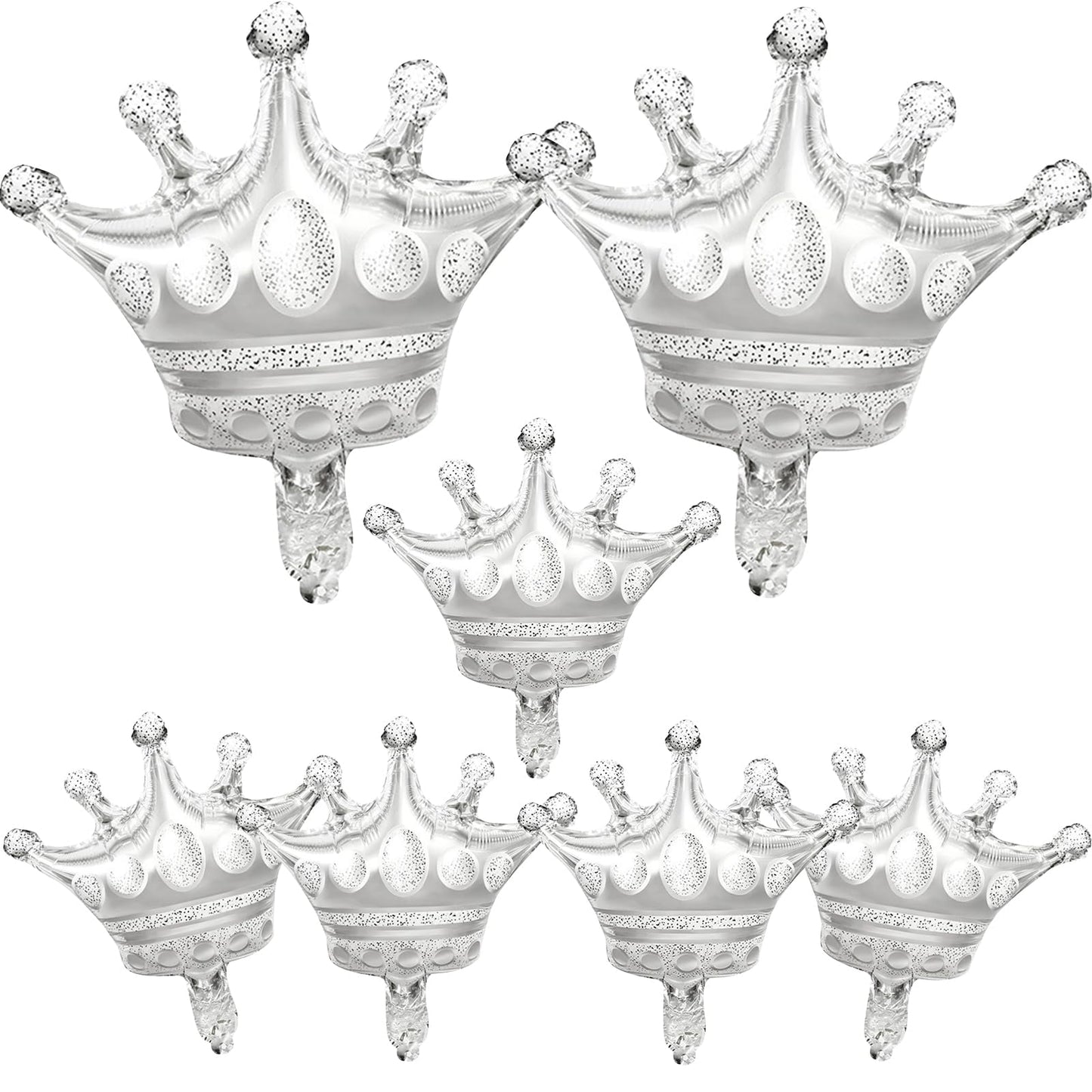 7Pcs Crown Balloons Silver Foil Crown Balloon For Birthday Wedding Party Baby Shower Decorations Anniversary Supplies 2 Large And 5 Small Size