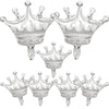 7Pcs Crown Balloons Silver Foil Crown Balloon For Birthday Wedding Party Baby Shower Decorations Anniversary Supplies 2 Large And 5 Small Size