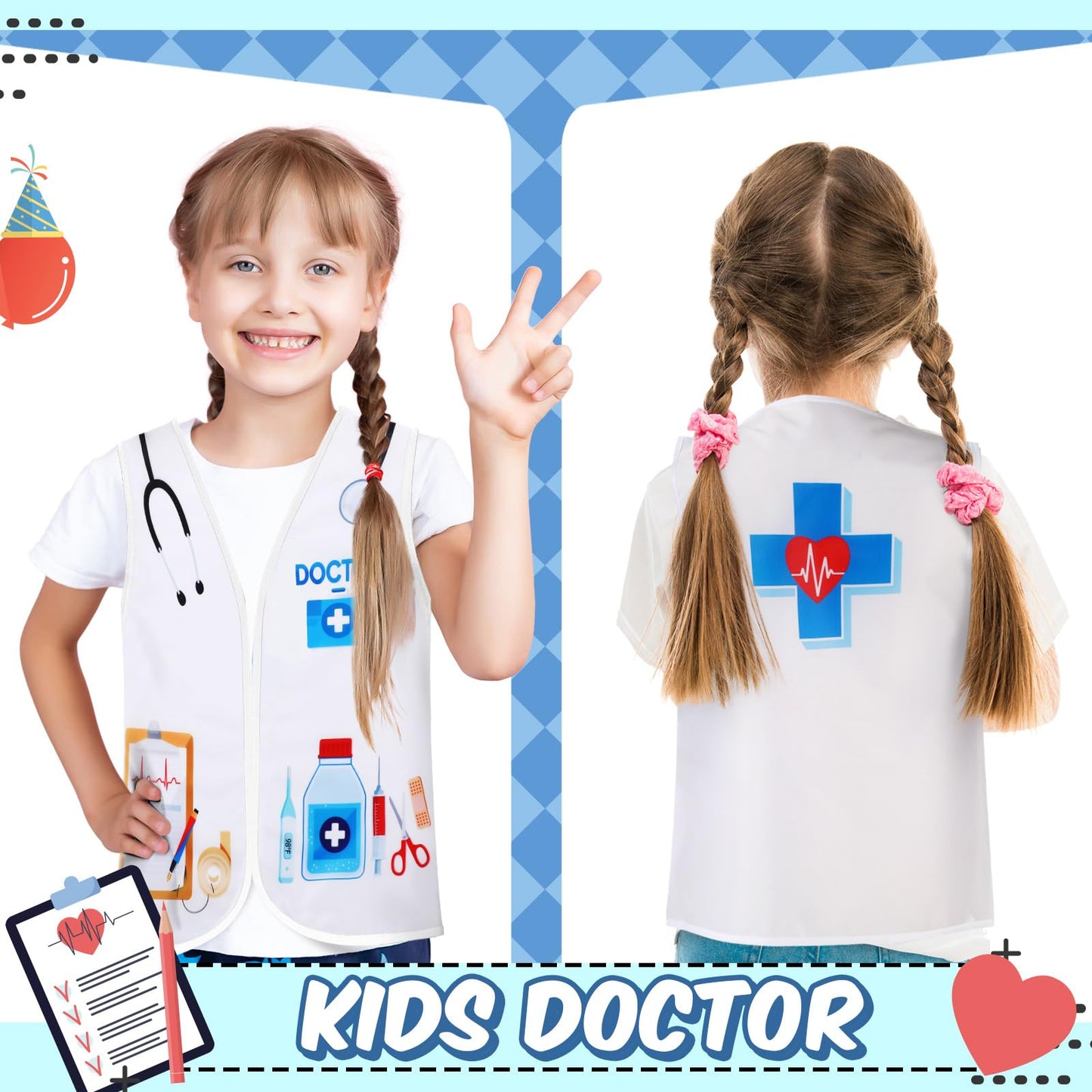Panitay 12 Pcs Kids Community Helper Dress Up Vest, Boy & Girl Career Cosplay Party Costume For Toddlers Occupation Role Play(Do