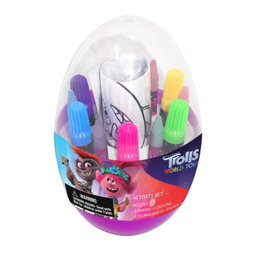 Innovative Designs Trolls Activity Egg Craft Kit | Coloring Pages | Stickers | Markers | Crayons,Purple